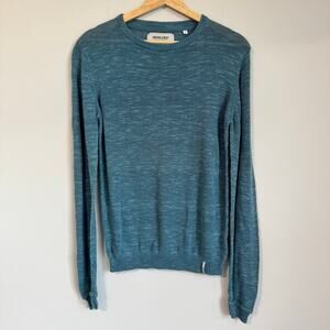 Anerkjendt Men's Knit Sweater Shirt Blue Linen Blend Medium Preppy Lightweight